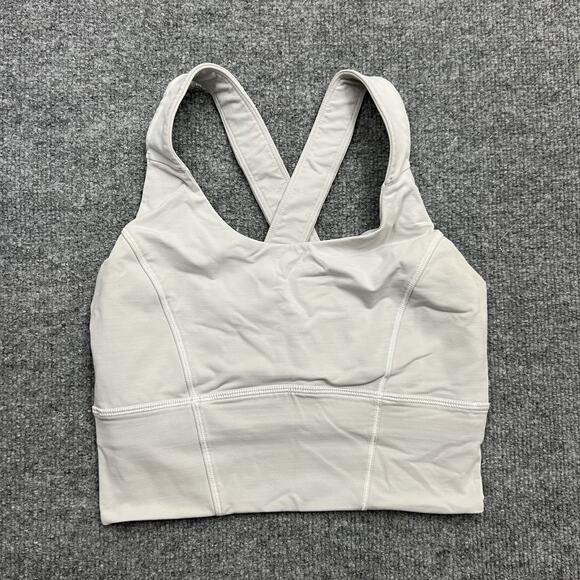 Lululemon Sports Bra Womens 6 White Cross Strap Long Line Yoga Support Athletic - Picture 1 of 8
